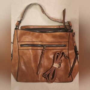Brown Leather Shoulder Bag With Crossbody Strap. NWOT